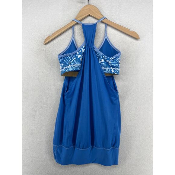 LULULEMON Tank Top 6 M No Limits Racerback Circle Mesh Shelf Bra Yoga Gym Blue - Picture 2 of 12
